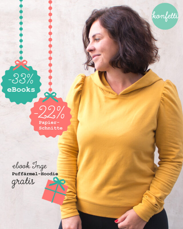Konfetti Patterns Schnittmuster Hoodie mit Puffärmel